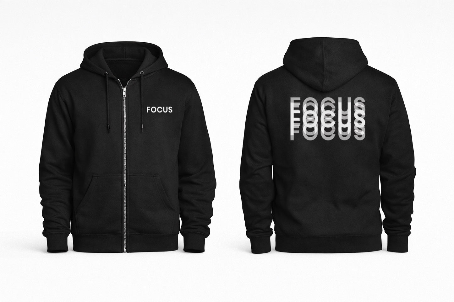 BLURRY FOCUSED ZIP-UP HOODIE